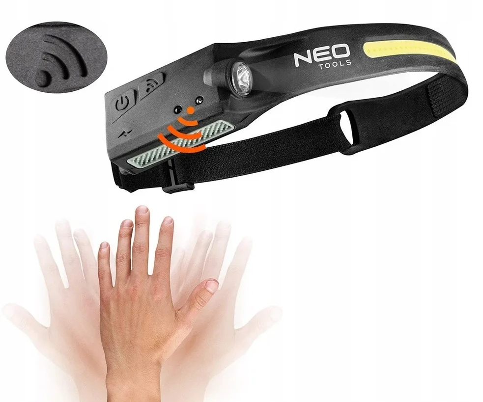 Neo Tools NEO žibintuvėlis 2in1 galvos ir šoninis LED įkraunamas lankstus priekinis žibintas