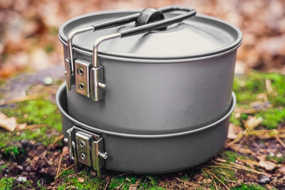 NEO TOOLS TURISTINĖS INDIVIDUALIŲ RINKINYS KEMPINGAS PUODAS FRY POT VIRDULIS 3 viename