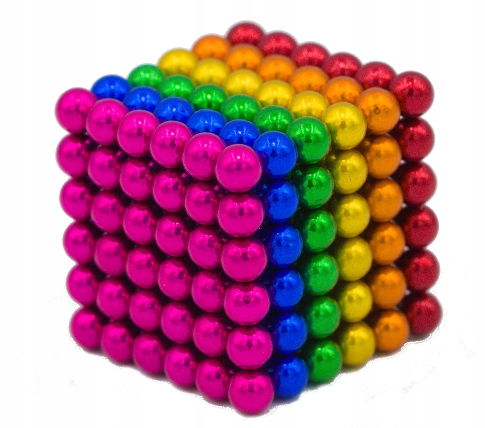 Neocube magnetiniai blokeliai 3D rutuliukai 5mm Vaivorykštė Spalvingas žaislas 216 vnt.