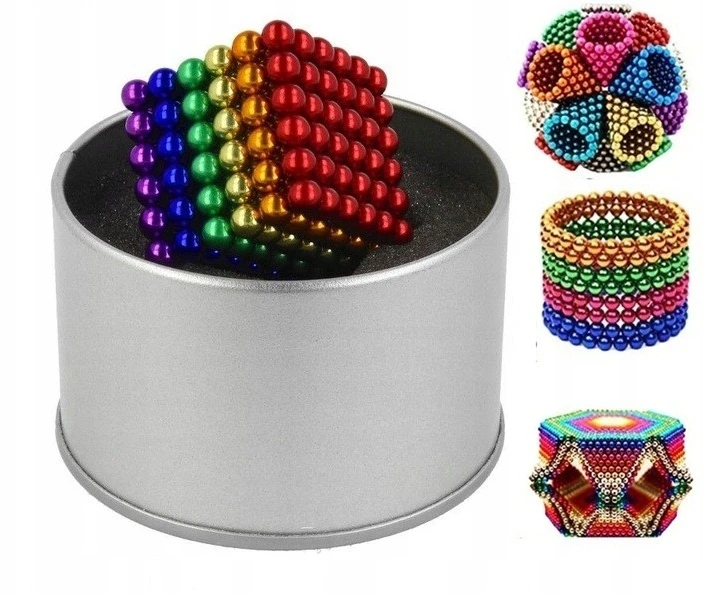 Neocube magnetiniai blokeliai 3D rutuliukai 5mm Vaivorykštė Spalvingas žaislas 216 vnt.