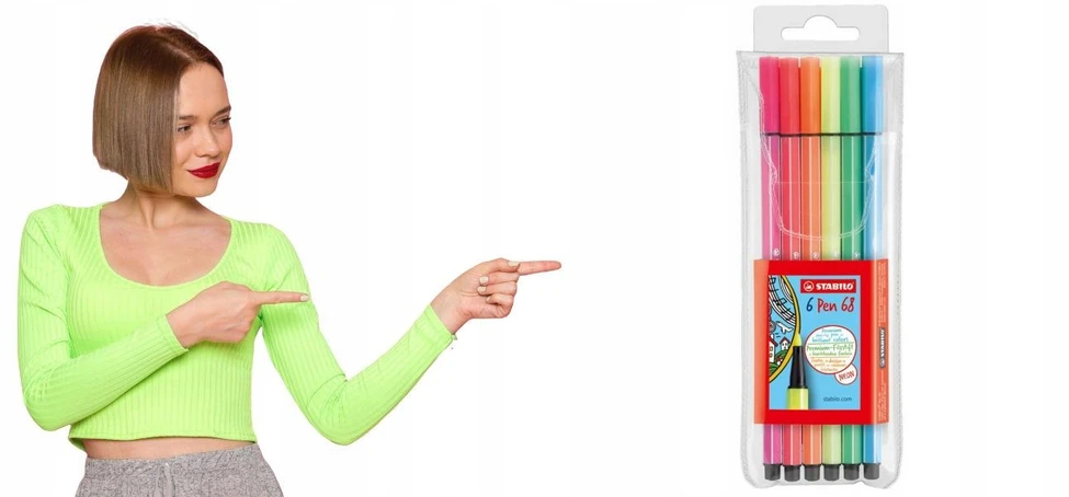 Neoniniai flomasteriai Stabilo