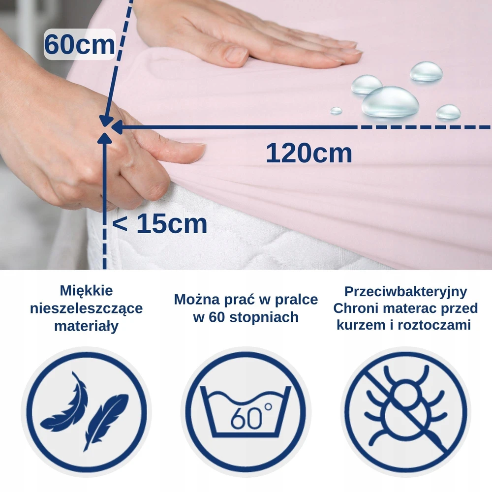 Neperšlampama paklodė, Snibbs čiužinio apsauga 60x120 rožinė