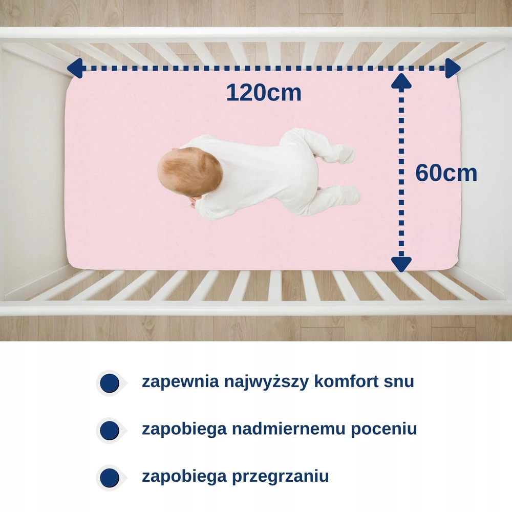 Neperšlampama paklodė, Snibbs čiužinio apsauga 60x120 rožinė