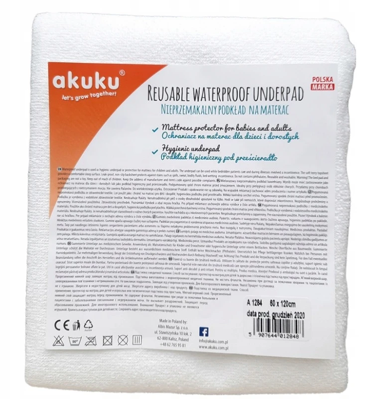 AKUKU 60x120 cm neperšlampantis frotinis paklotas, A1284