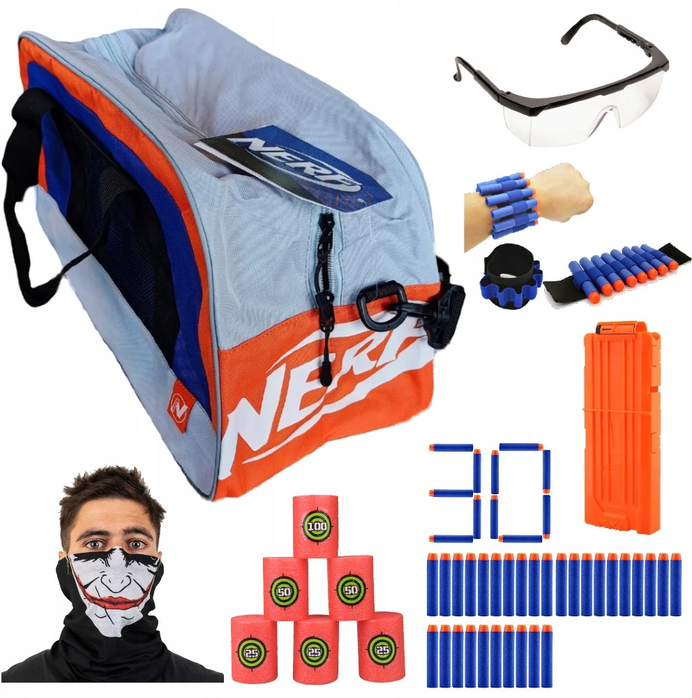 NERF KREPŠYS NA RAMIĘ SPORTOWA PODRÓŻNA TRENINGOWA + Rinkinys MEGA DODATKÓW