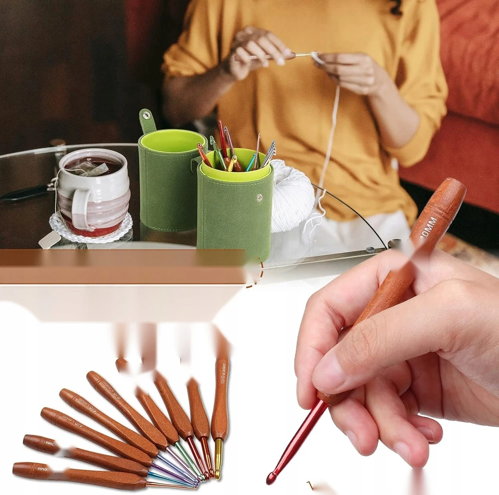NĖRIMO KABILLIAI 9 Vnt. MEDINIŲ ALIUMINIO ERGONOMIKŲ RANKENŲ RINKINYS