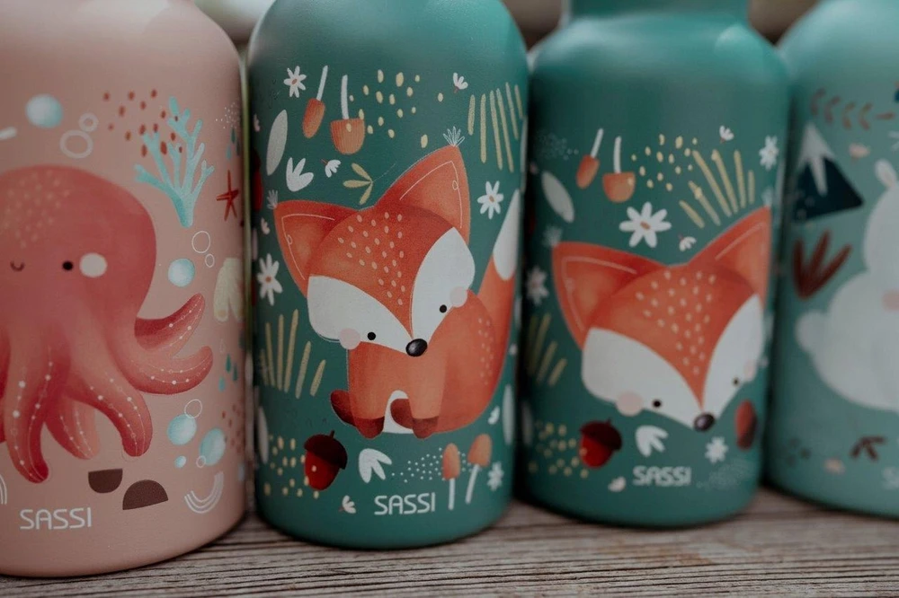 Gertuvė Nerūdijančio plieno butelis - Sassi Junior - Crunchy lapė - 500 ml - Daugiaspalvis - Izoterminė