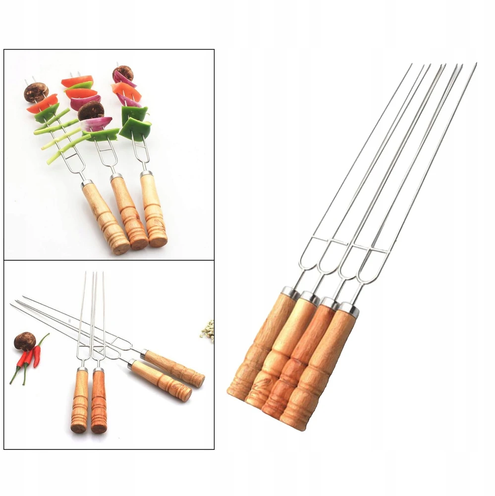 Nerūdijančio plieno iešmai BBQ Kebab Fruit medinėms pagaliukoms