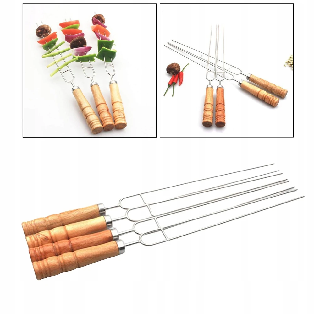 Nerūdijančio plieno iešmai BBQ Kebab Fruit medinėms pagaliukoms