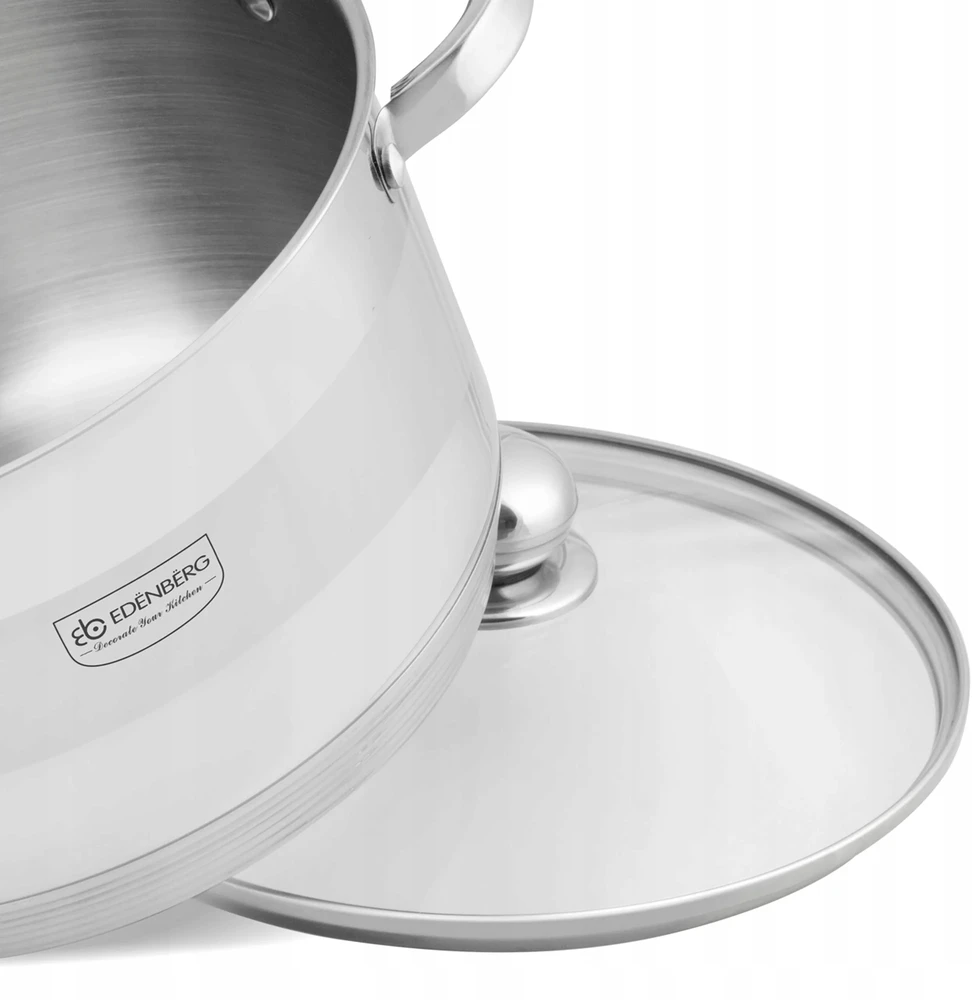 Nerūdijančio plieno puodas 6,1l su Edenberg dangčiu, indukcinis, 24cm