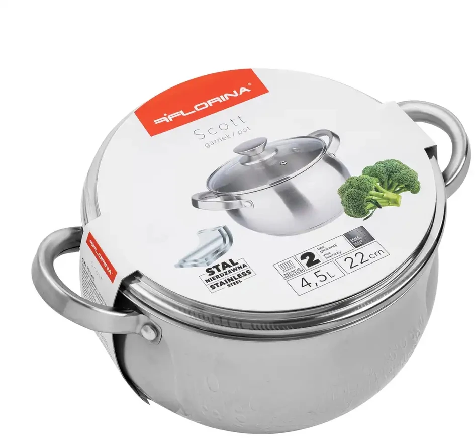 Nerūdijančio plieno puodas florina scott 22 cm 4,5 l