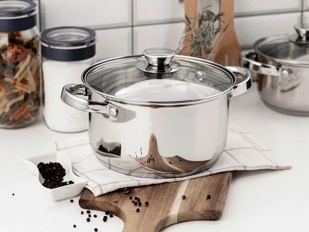 Nerūdijančio plieno puodas Florina Stilio 16 cm 1,6 l su dangteliu dujų indukcija