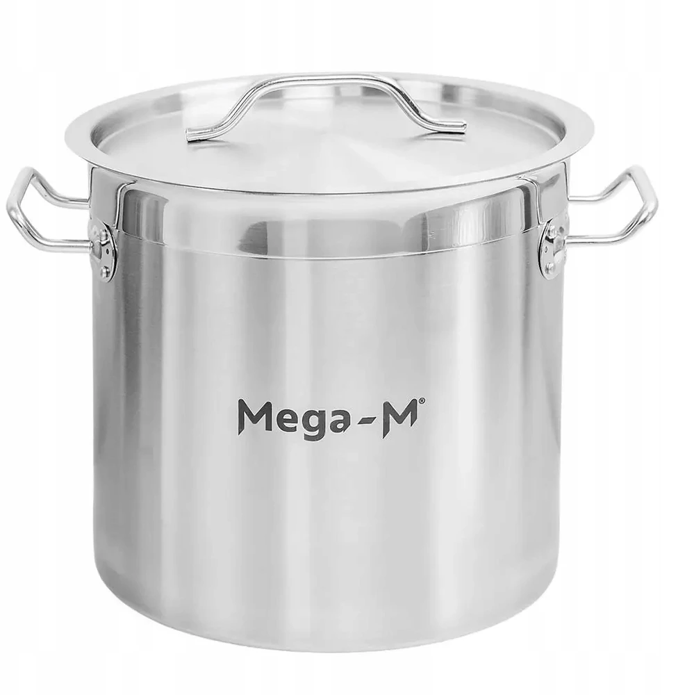 Nerūdijančio plieno puodas su dangčiu 12L indukcijai. 25 cm Mega-M
