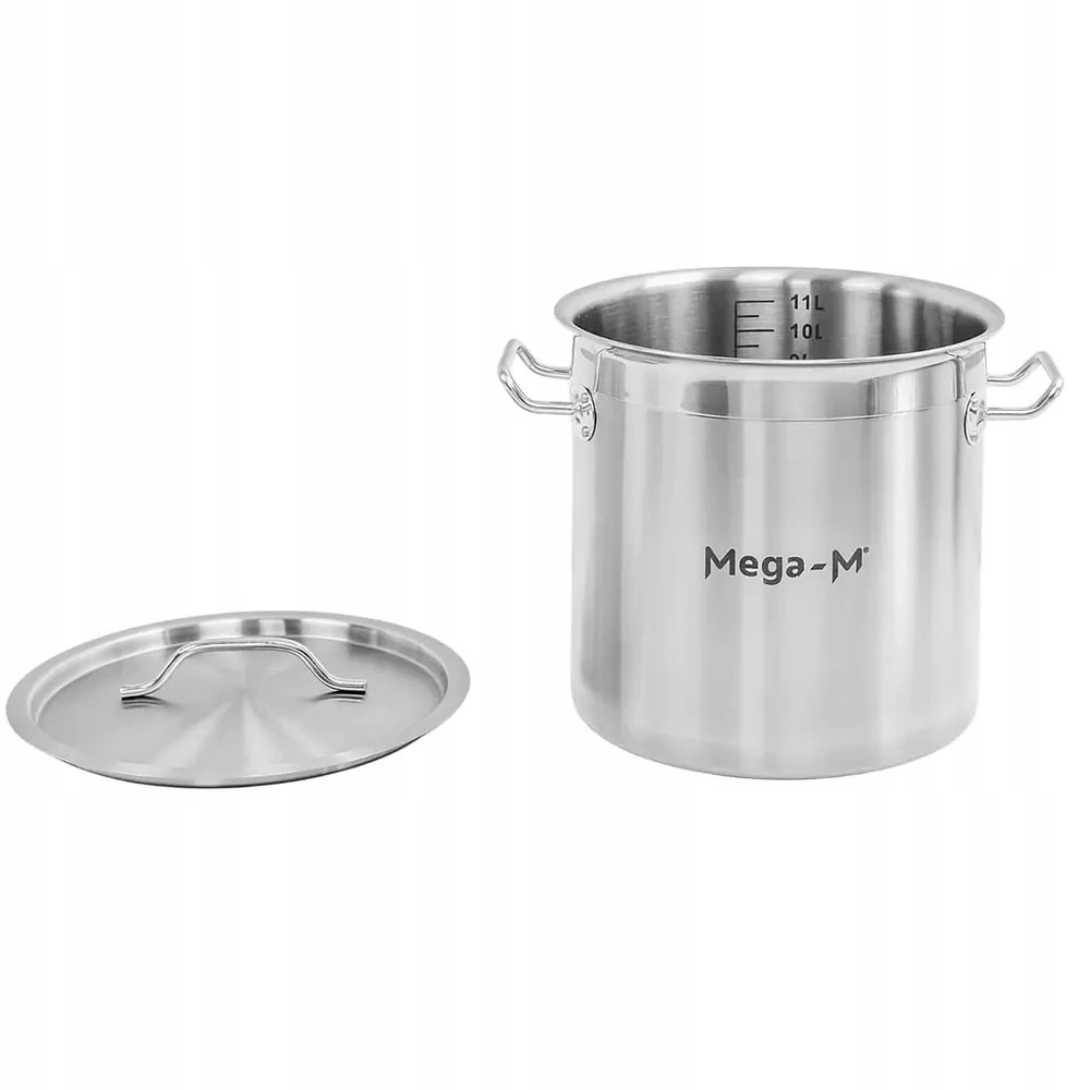 Nerūdijančio plieno puodas su dangčiu 12L indukcijai. 25 cm Mega-M