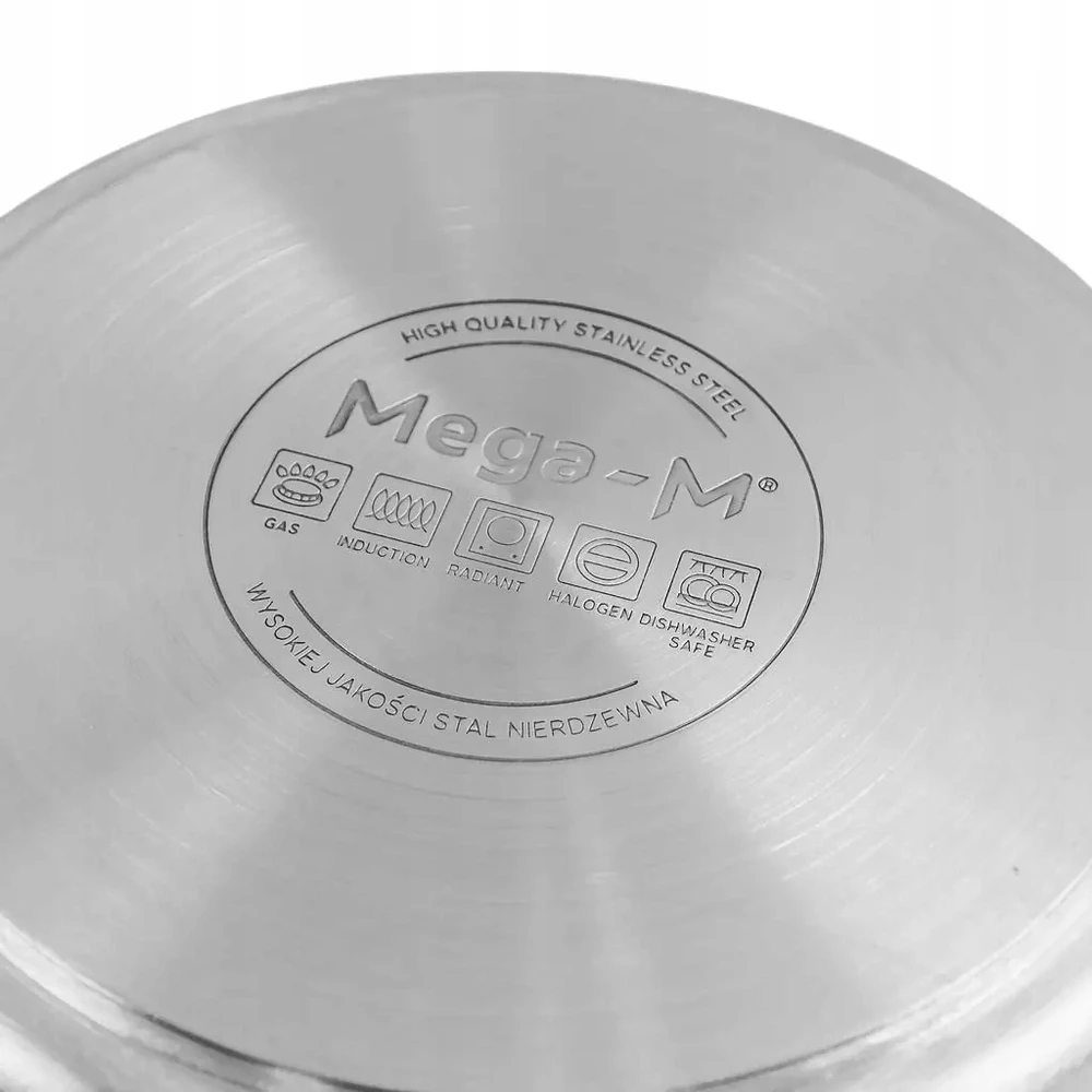 Nerūdijančio plieno puodas su dangčiu 12L indukcijai. 25 cm Mega-M