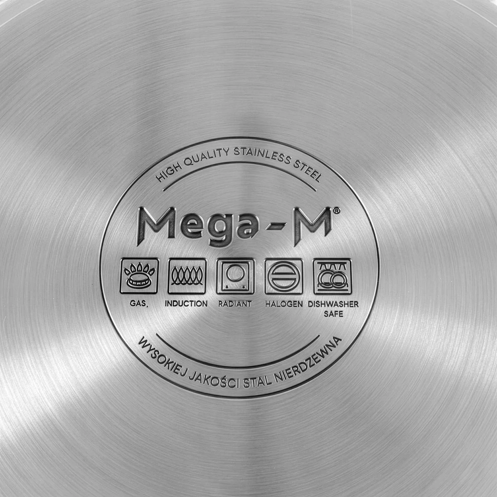 Nerūdijančio plieno puodas su dangčiu, 44l skersmens. 45 cm vidutinis Mega-M PRO