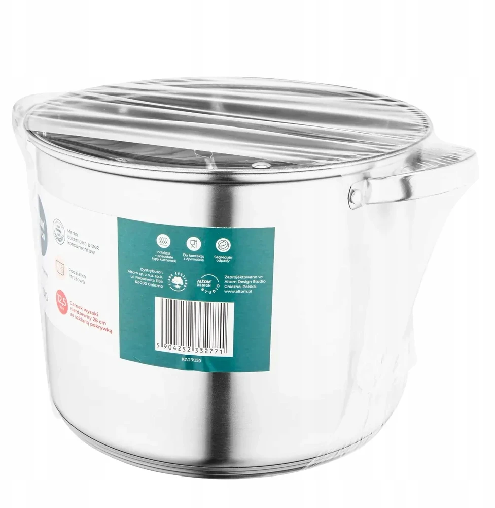 Nerūdijančio plieno puodas. su dangteliu Aukštas 12,5 l 28 cm FABIO Altom Design
