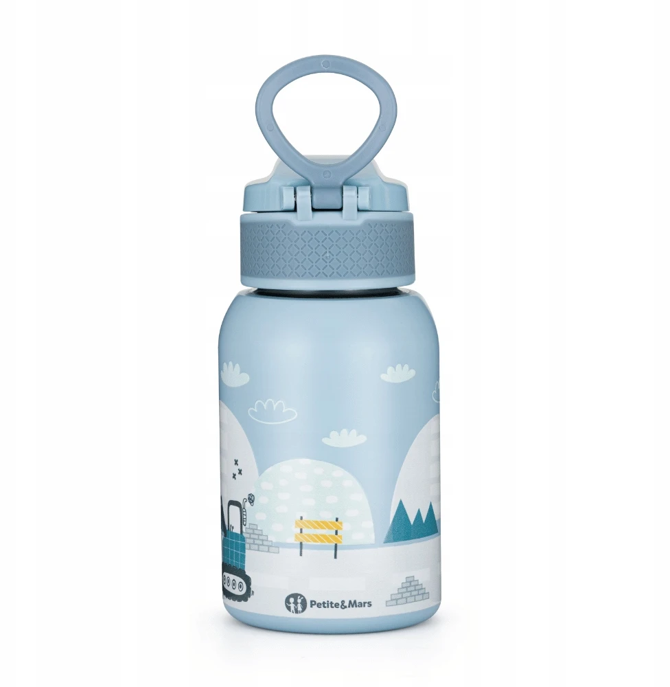Nerūdijančio plieno termo butelis su šiaudeliais, 350ml. PETITE&MARS statyba