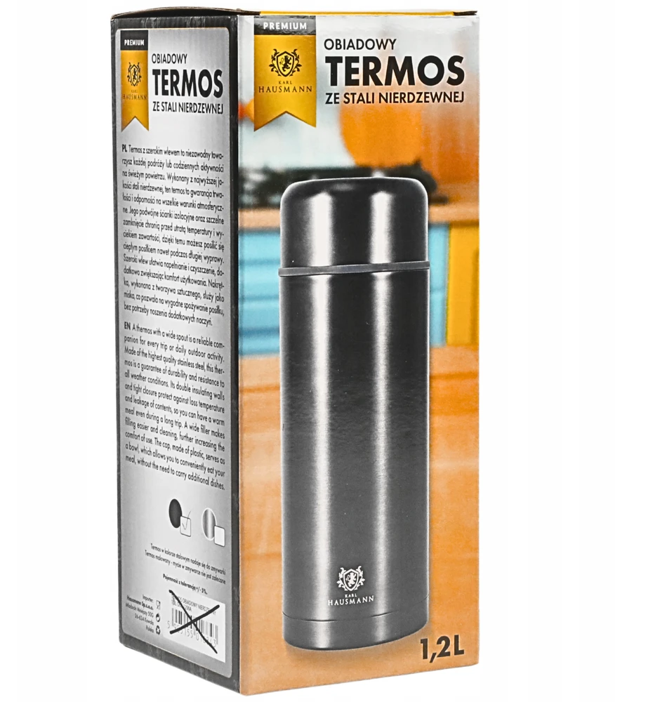 NERŪDIJANČIO PLIENO VAKARIENIS TERMOSAS 1,2L TERMINIS KONTEERIS MAISTUI 24 val.