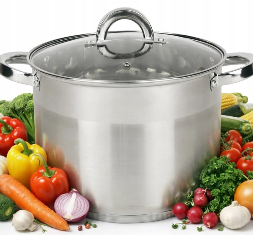 NERŪDIJANJO PLIENO PUODAS 13L GASTRO INDUKCINIS 28CM AUKŠTAS DIDELIS ROSSNERIS