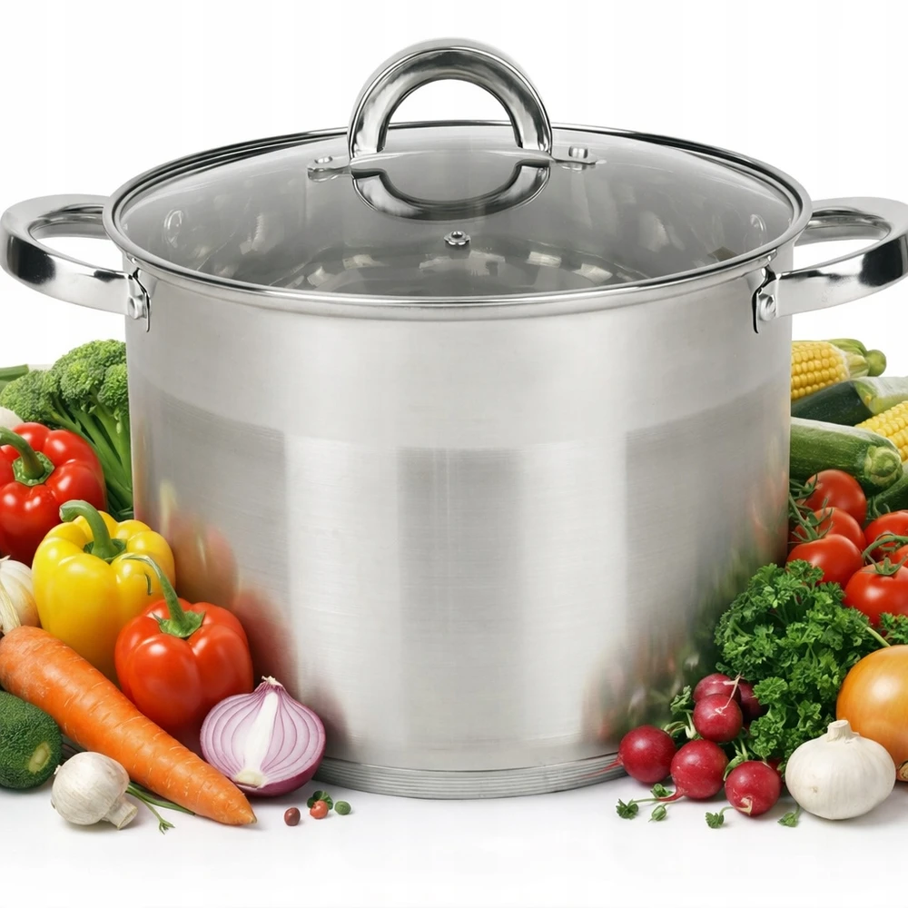 NERŪDIJANJO PLIENO PUODAS 6L GASTRO INDUKCINIS 22CM AUKŠTAS DIDELIS ROSSNERIS
