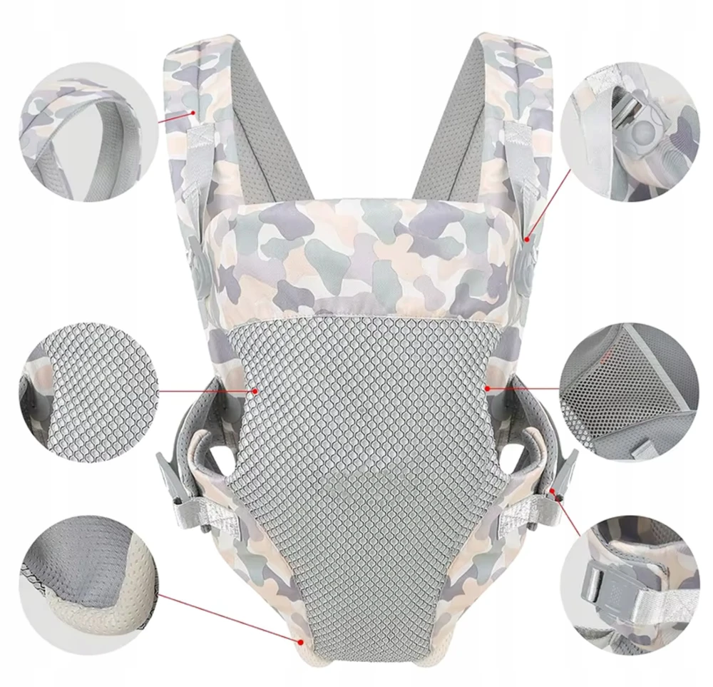NEŠĖŽĖLĖ KŪDIKUI 4IN1 ERGONOMIŠKAS MINKŠTAS 3D Tinklelio įvynioklis kūdikiui 15KG
