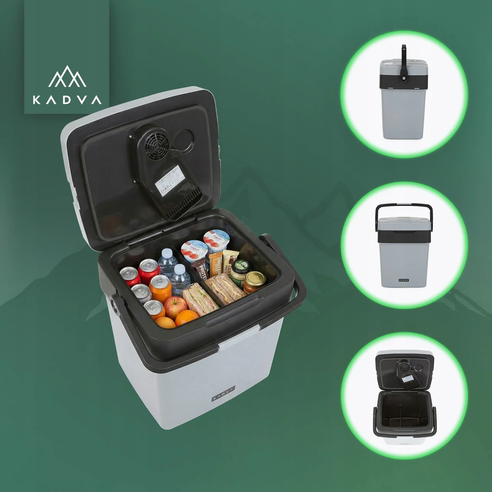 NEŠIOJAMAS AUTOMOBILINIS Šaldytuvas KADVA AC/DC 26l ELEKTROS 12V