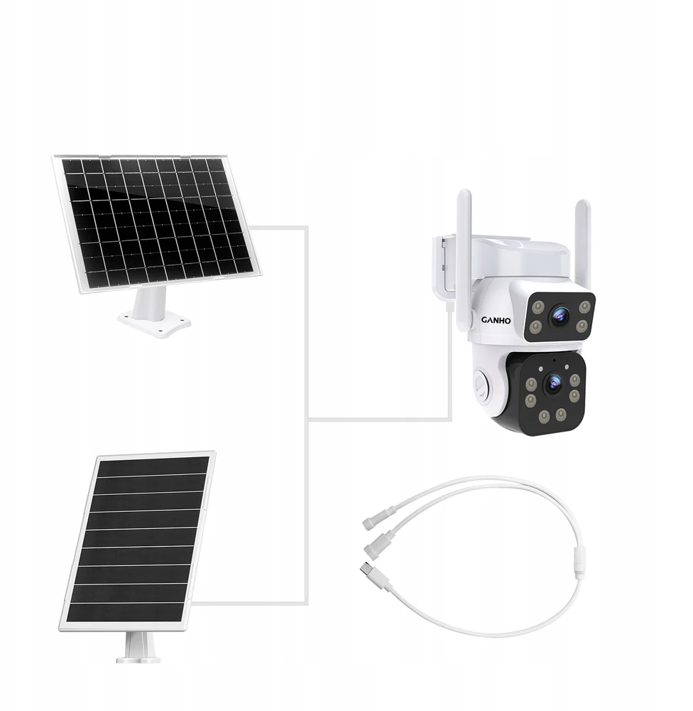 Nešiojamas saulės skydelis IP kameros USB įkroviklio 8W saulės įkroviklio rinkinys