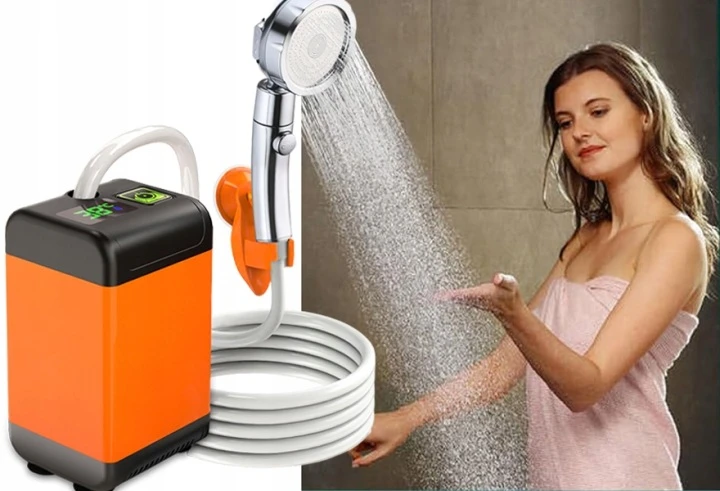 Nešiojamas TOURIST CAMPING AUTOMOBILIŲ DUŠAS su 9600mAh AKUMULIATA