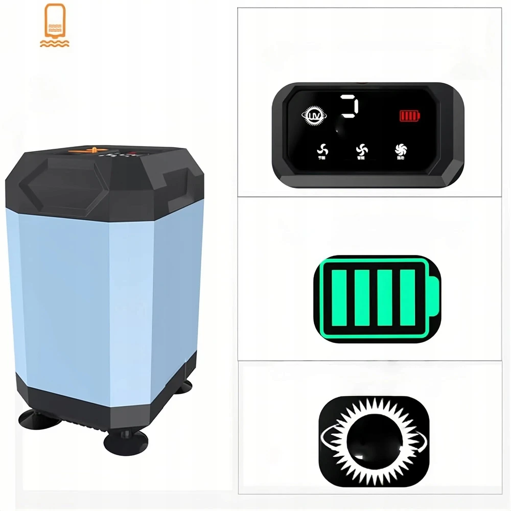 NEŠIOJAMAS TURISTINĖS DUŠO BATERIJOS 5400 MAH UV LCD KEMPINGAS
