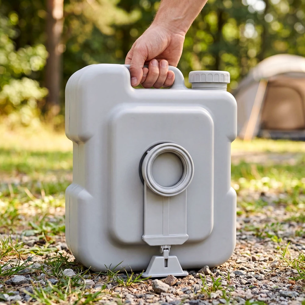 NEŠIOJAMAS TURISTINIS TUALETAS SU nuleidžiamu WC 23L CAMPING CAMPING OUTTEC