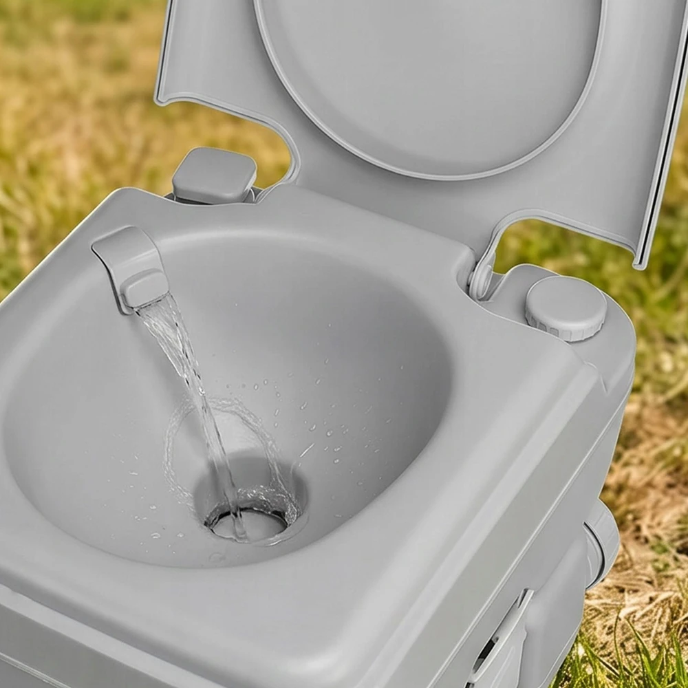 NEŠIOJAMAS TURISTINIS TUALETAS SU nuleidžiamu WC 23L CAMPING CAMPING OUTTEC