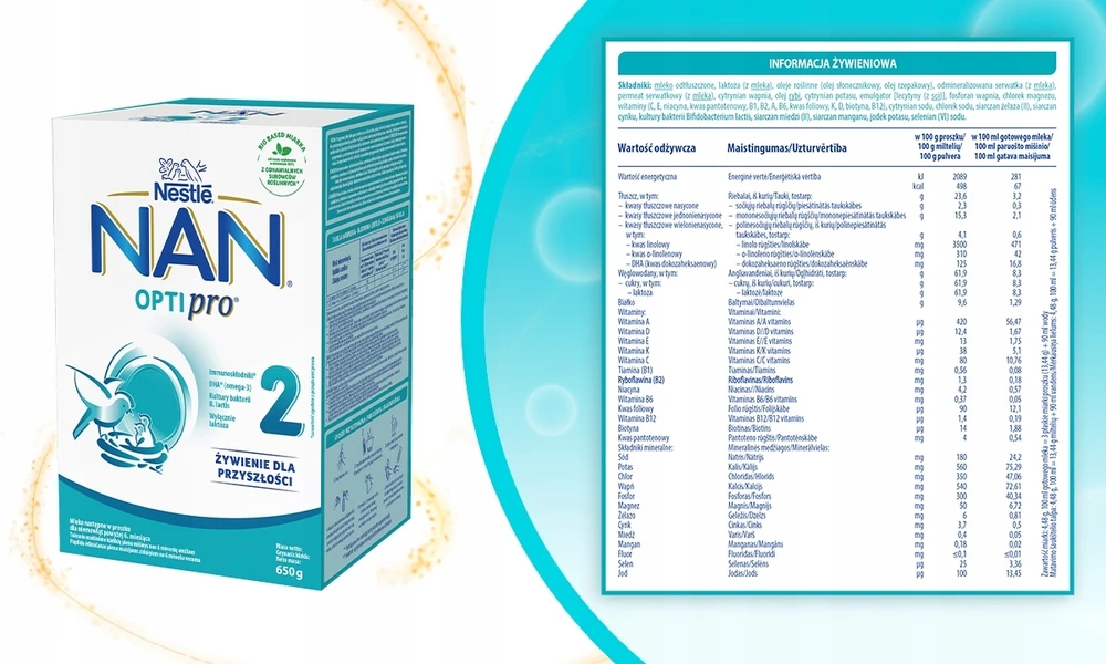 Nestlé NAN OptiPro 2 pieno formulė vaikams nuo 6 iki 12 mėnesių 6x 650 g