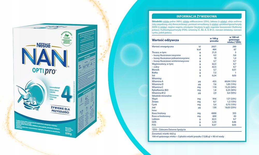 Nestlé NAN OptiPro 4 pieno formulė vaikams nuo 2 metų 6x 650 g