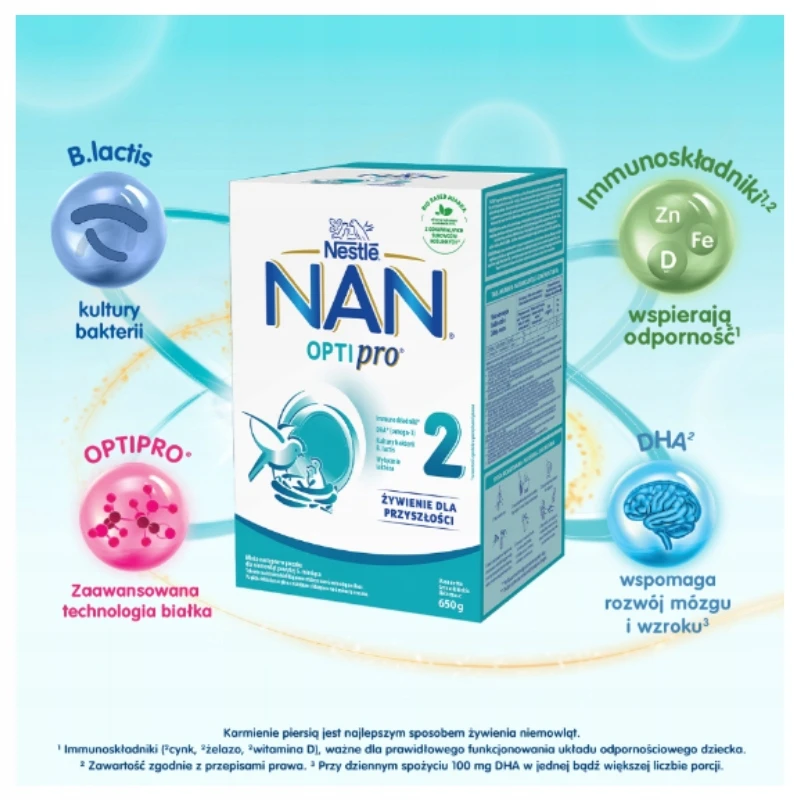 Nestle Pradinio maitinimo pieno mišinys NAN OPTIPRO 2, vaikams nuo 6 mėnesių amžiaus, 650 g