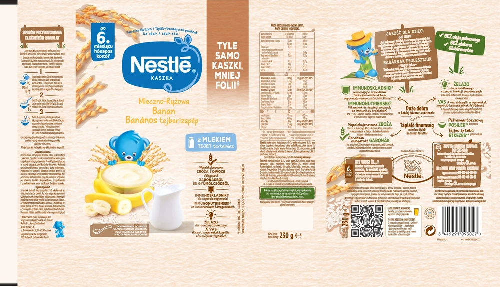 Nestlé pieno ir ryžių košės bananai 230g