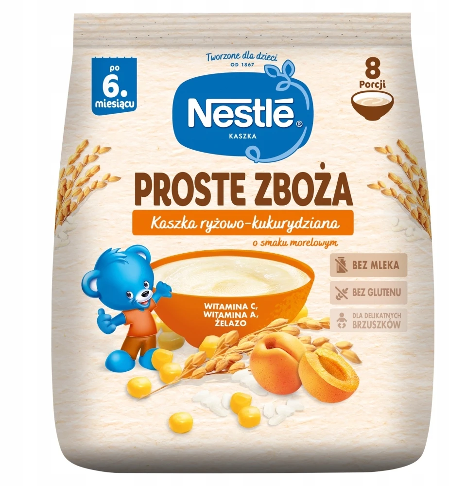 Nestlé Proste Zboża Ryžių ir kukurūzų košės abrikosai po 6 mėnesių 144 g