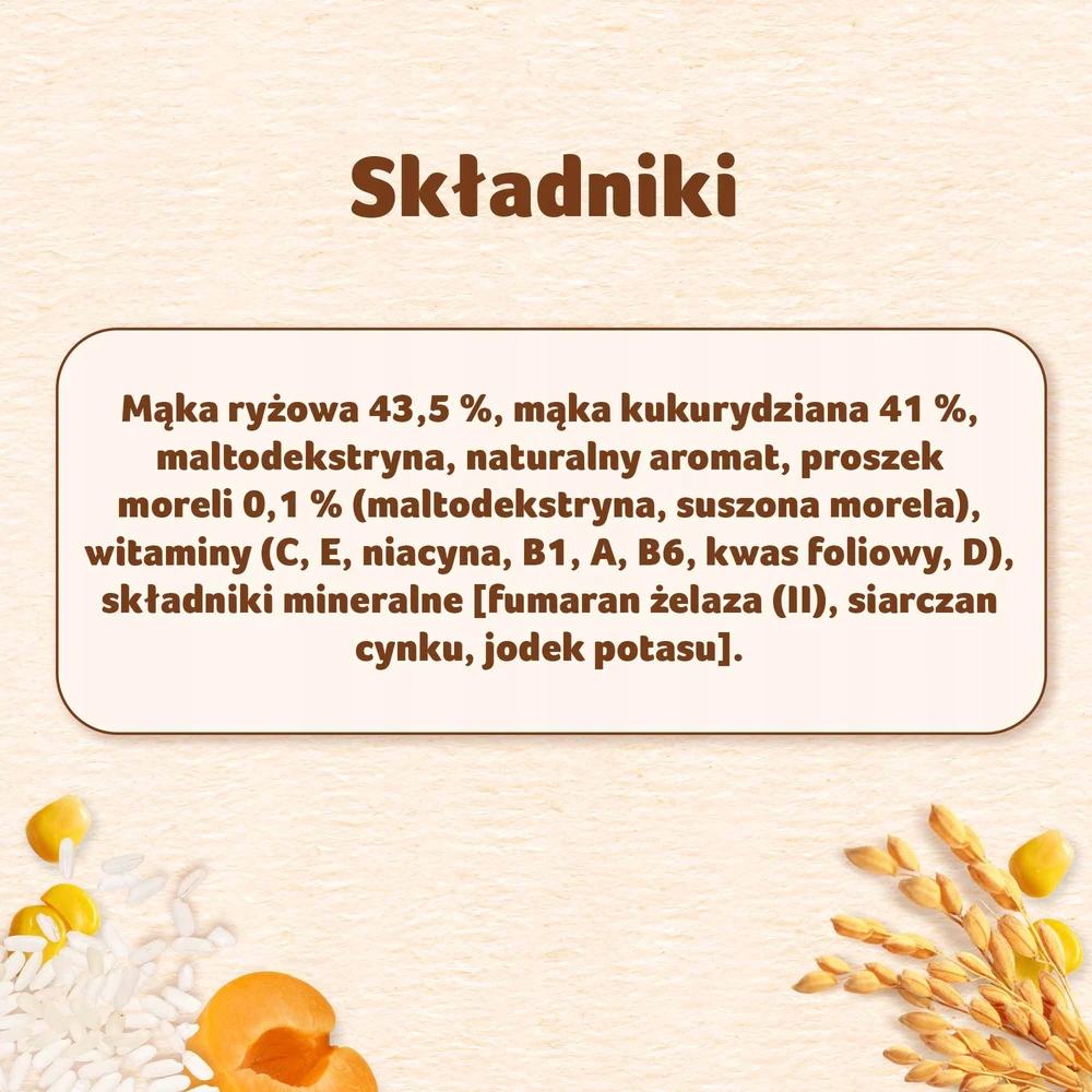 Nestlé Proste Zboża Ryžių ir kukurūzų košės abrikosai po 6 mėnesių 144 g