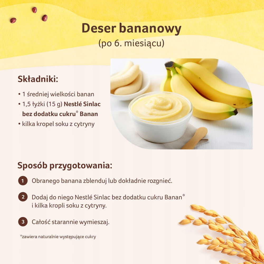 Nestlé Sinlac Bananų košė be glitimo be cukraus po 6 mėnesių 300g