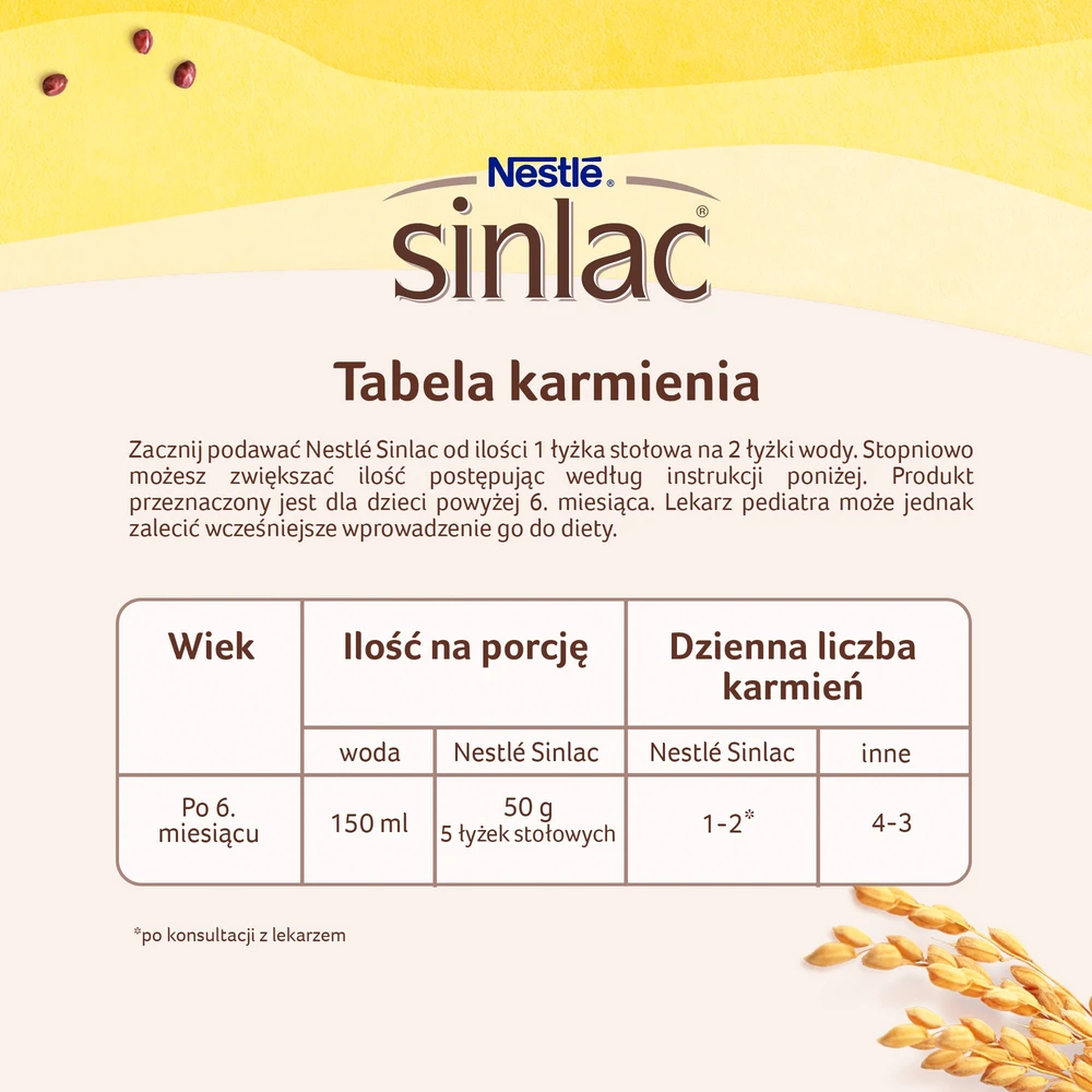 Nestlé Sinlac Bananų košė be glitimo be cukraus po 6 mėnesių 300g