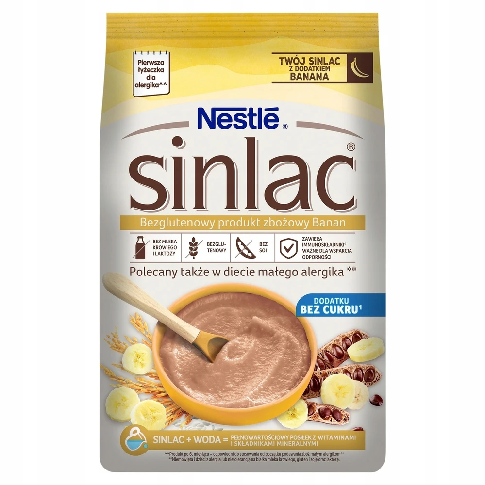 Nestlé Sinlac Bananų košė be glitimo be cukraus po 6 mėnesių 300g
