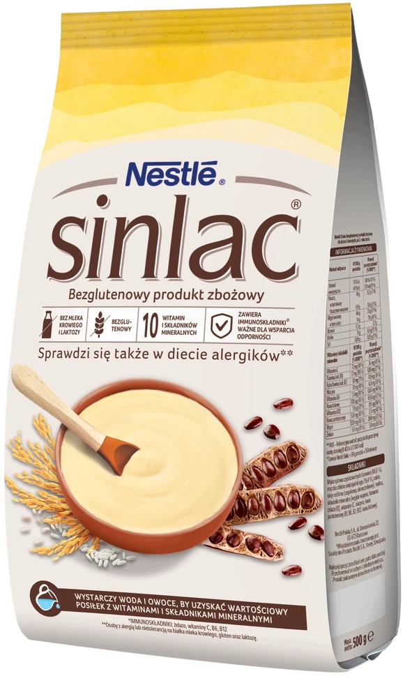 Nestlé Sinlac košė be glitimo, grūdų produktas po 3 metų, 500g