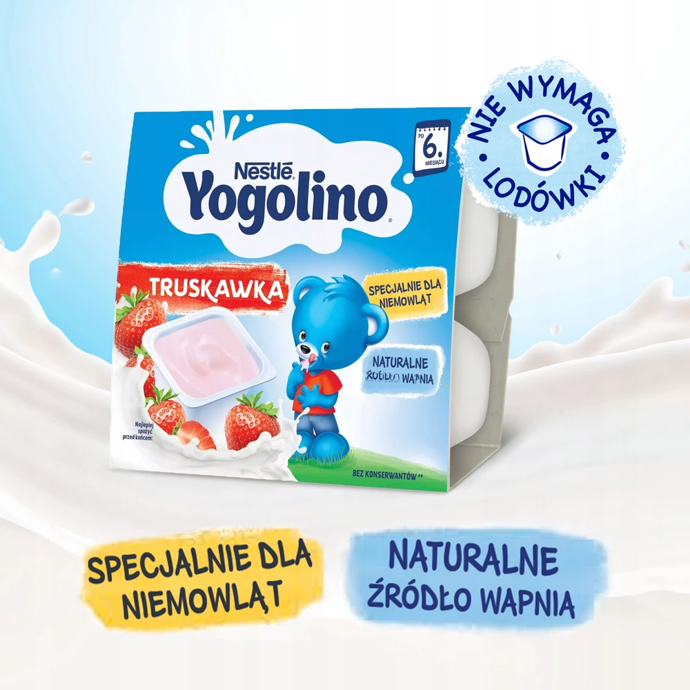 Nestlé Yogolino pieno ir vaisių desertas, braškės po 6 mėnesių 400g