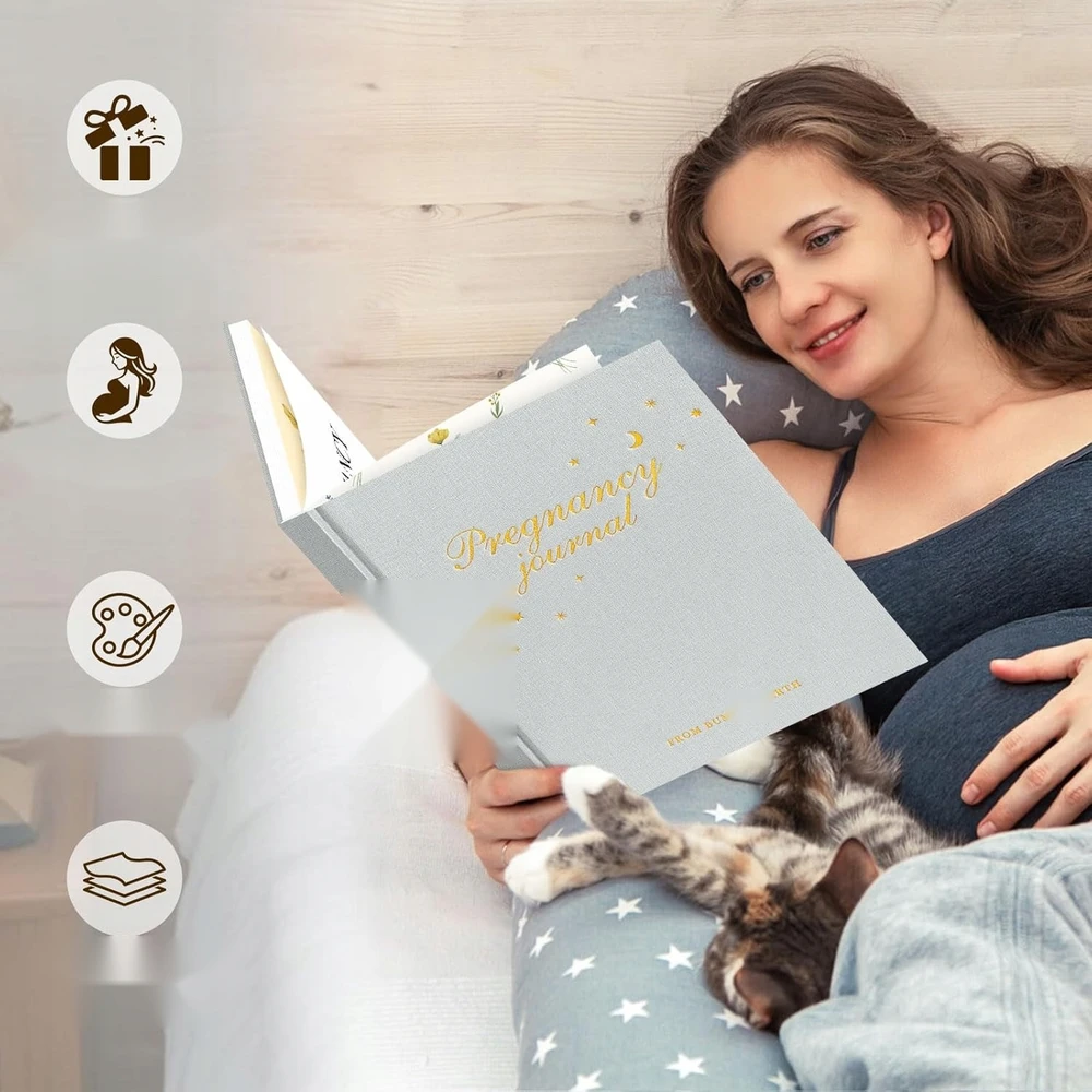 Nėštumo dienoraščio knyga 156 puslapių prisiminimų savaitės užrašų albumas
