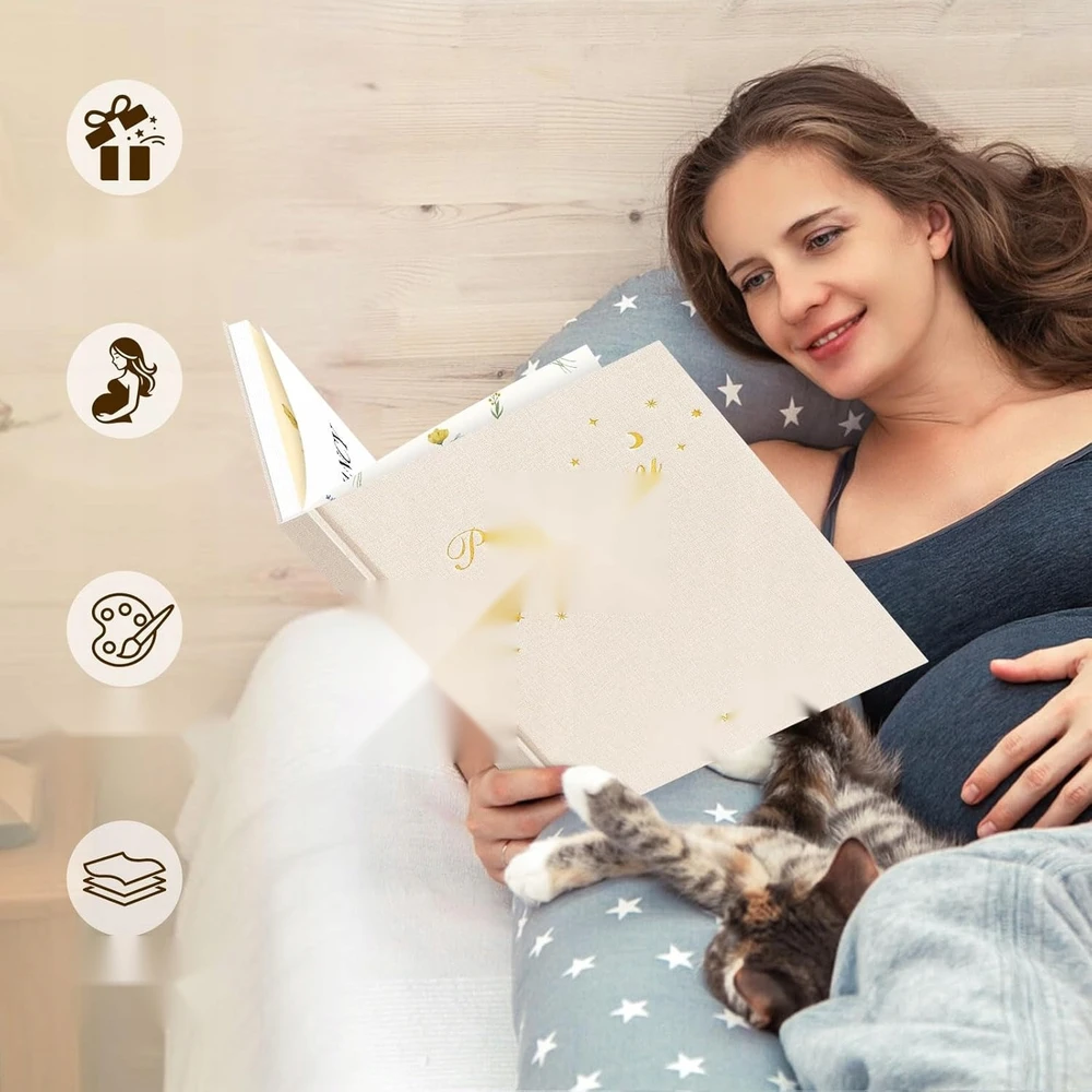 Nėštumo dienoraštis, prisiminimų albumas, smėlio spalvos kalendorius būsimai mamai