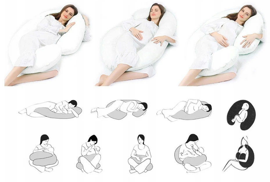 Nėštumo pagalvė miegui ir maitinimui nėščioms moterims, C TIPO kruasanas, NEMOKAMA