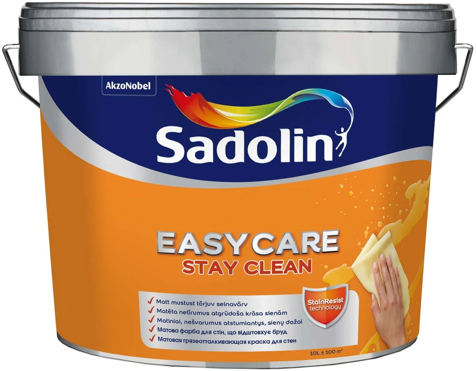 Nešvarumus atstumiantys sienų dažai SADOLIN EASYCARE, matiniai, baltos sp., BW bazė, 10 l
