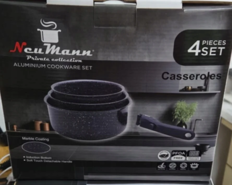 Neumann PRS3CDA: 4 dalių marmuru dengtas puodų rinkinys
