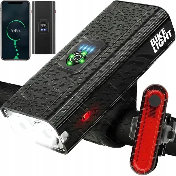 NEW Dviračio žibintas priekinis galinis LED USB atsparus vandeniui įkraunamas 2x galingas