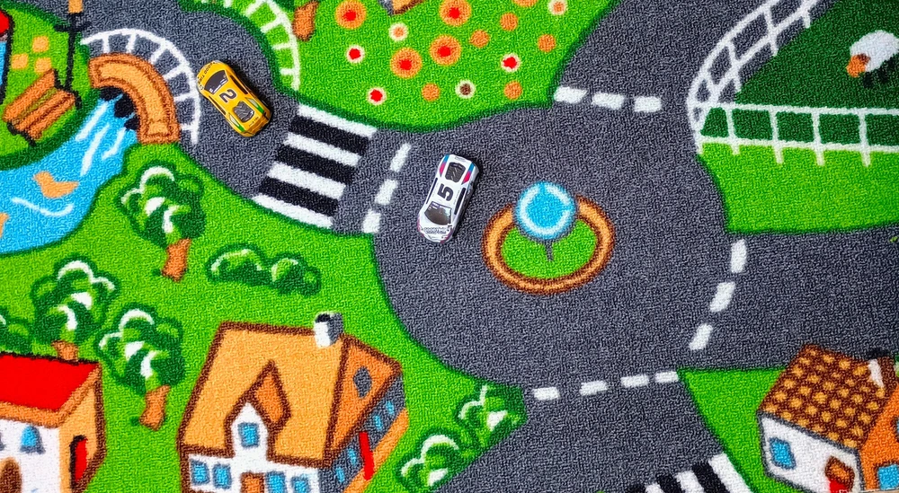 NEW DYWAN DZIECIĘCY ULICA MIASTO Z ULICAMI DROGAMI 150x200